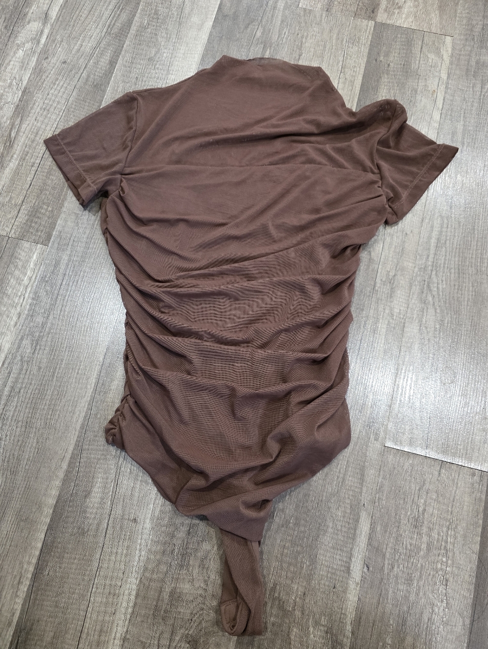 AVIDLOVE BROWN Short Mesh-Top Bodysuit in Brown Skims Shapewear Y2K Festival - Picture 9 of 10